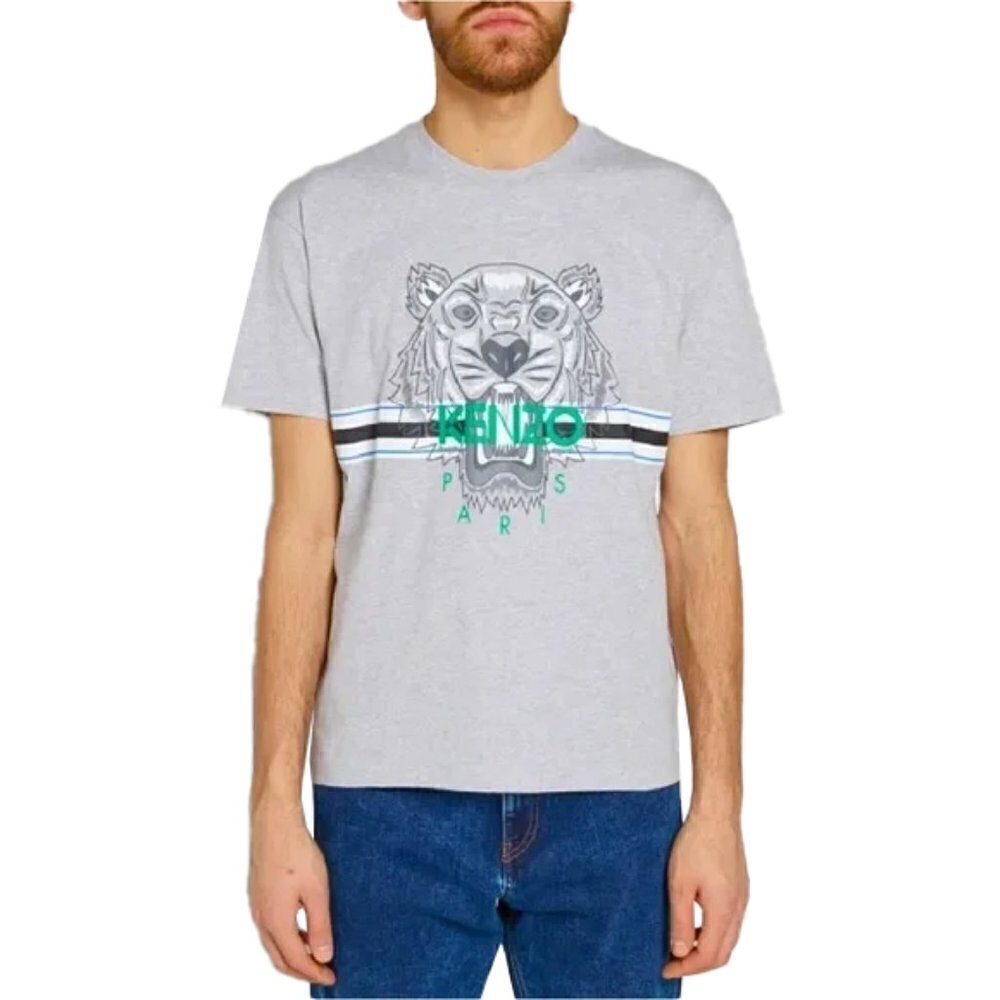 KENZO SPORT TIGER FACE TEE GREY MARL size small